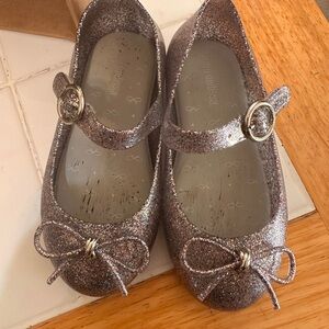 Mini Melissa Sparkly Silver Dress Shoes